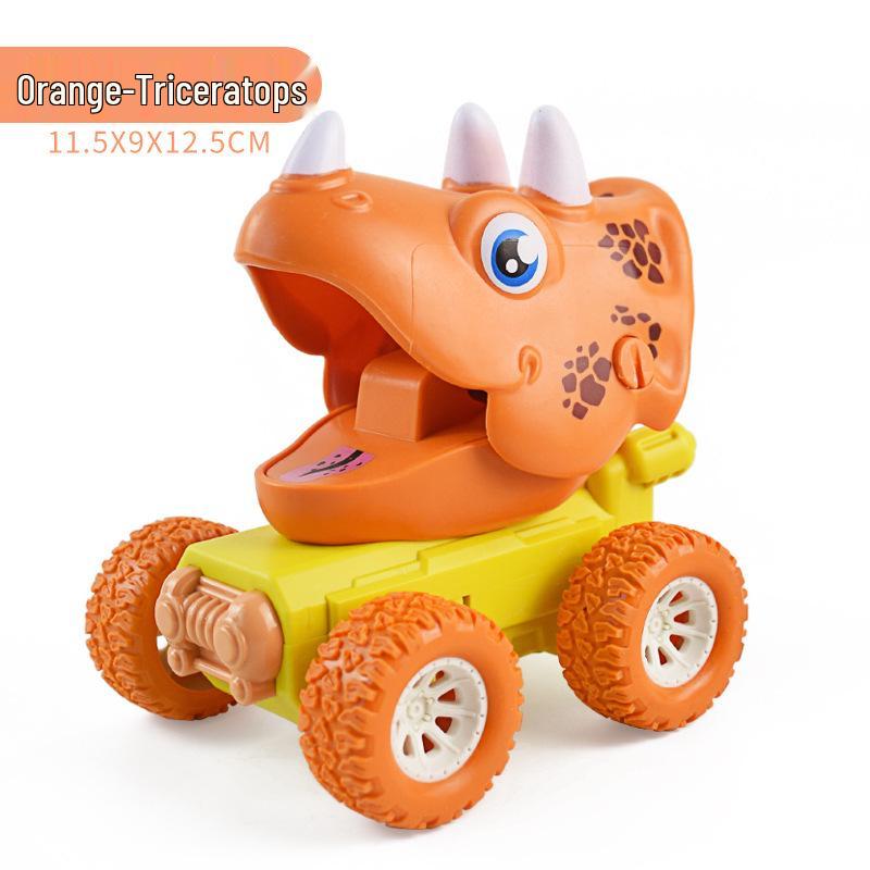 Cross-Border Cute Dinosaur Pull-Back Toy Car for Kids - Press-and-Go Inertia Vehicle