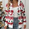 Velvet Long-Sleeve Cardigan with Christmas Print - Women's Autumn/Winter Collection 2023.