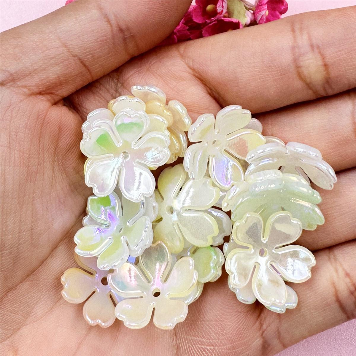 100 Cuentas De Flores Artificiales De Coral De 0.394 Pulgadas, Color