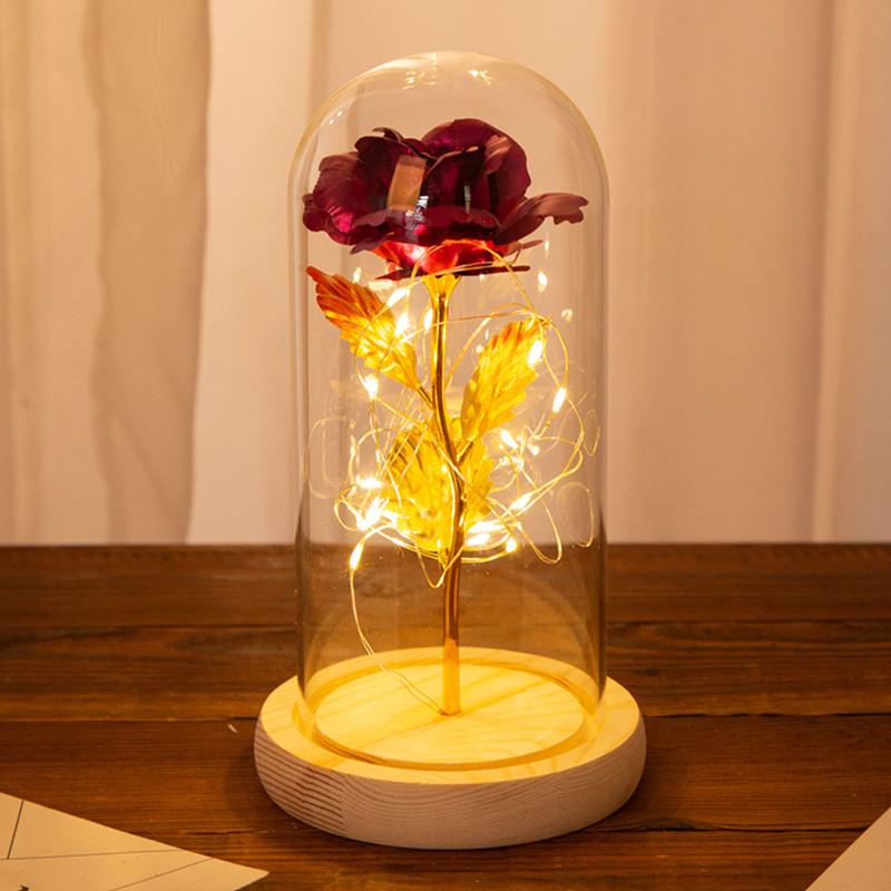 Romantive Eternal Rose LED Light Rose In Glass Dome For Valentine's Day Mother's Or Christmas Day Gift