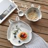 Household Ceramic Couple 4Pcs-set Creative Personality Lovely Children's Breakfast Bowl Tableware Dishes Salad Bowl Bowl Set