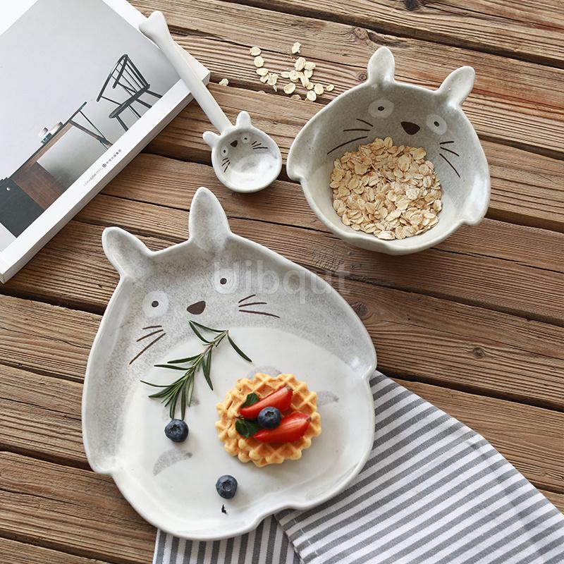 Household Ceramic Couple 4Pcs-set Creative Personality Lovely Children's Breakfast Bowl Tableware Dishes Salad Bowl Bowl Set