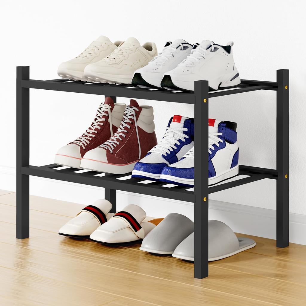 Olanly Bamboo Shoe Organizer Quality Expandable Shoe Rack Stackable Free Standing Wooden Shoe Storage Shelf For Entryway Closet