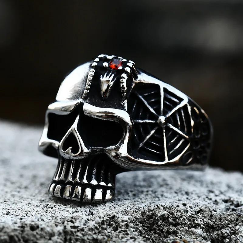 Anelli a Teschio Gotici Multistile per Uomo Acciaio Inossidabile Biker Motociclista Gioielli Anello Festa di Halloween Dropshipping