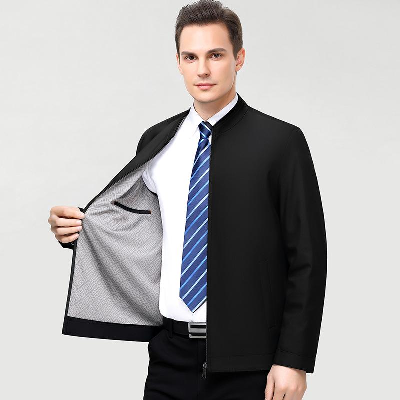 New Men's Jacket Spring and Autumn Jacket Middle-aged High-end Business Casual Jacket Dad Lapel Top