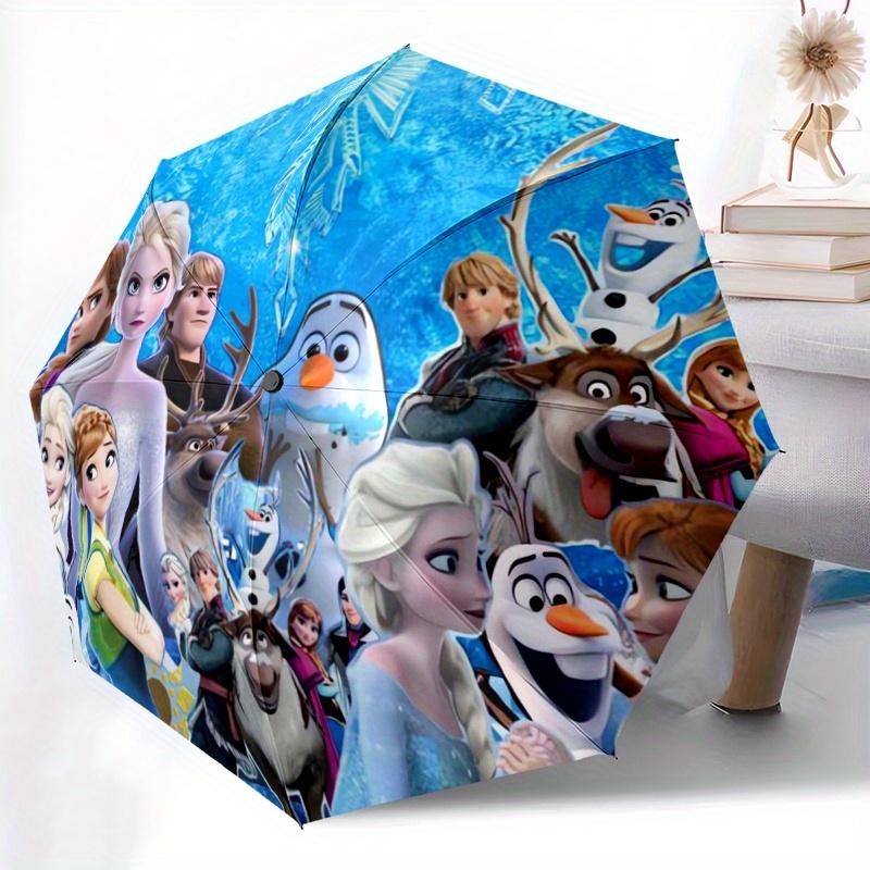 Frozen Elsa Anna Olaf Snowman Automatic 3-Fold Umbrella Design, Cute Cartoon Pattern, Portable Outdoor Umbrella, Perfect, Holiday Gift for D