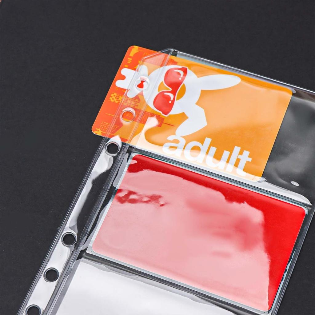 Mogoostry 12pcs A6 Binder Pockets for Budgeting Double-Sided 3 Pocket Clear Page Sleeves Side Loading PVC Sheet Protector