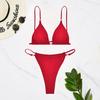 European & American Style 2025 Nylon Solid Color Split Bikini for Women