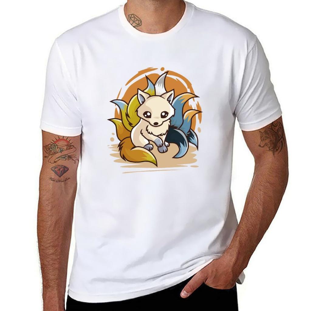 Aroace Cute Kitsune TShirt Plus Size Basic Short Sleeve Top
