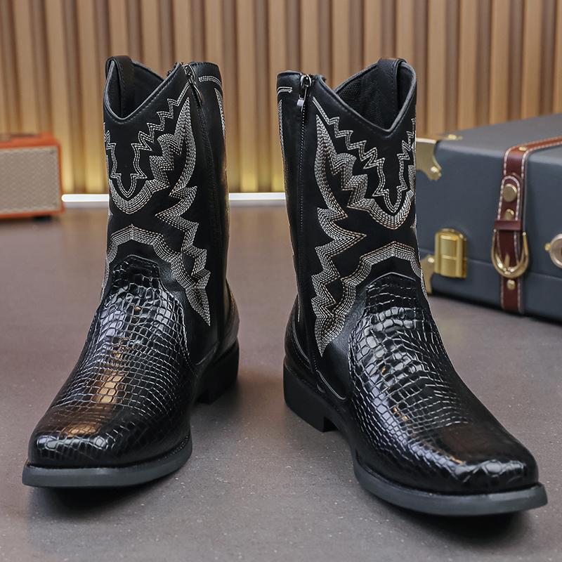 Autumn and winter British style men's shoes fashion trend high top shoes men's boots Western cowboy boots