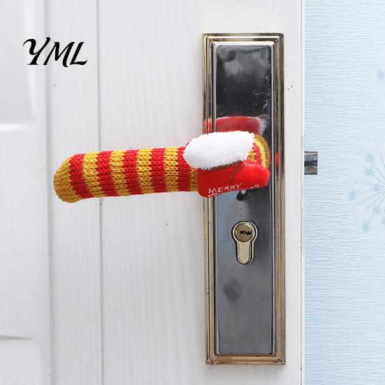 Christmas Party Home Decor Knitted Doorknob Covers, Santa Reindeer Decor, Anti?Slip Protector Sleeves, Door Holiday Decoration Supplies Handle