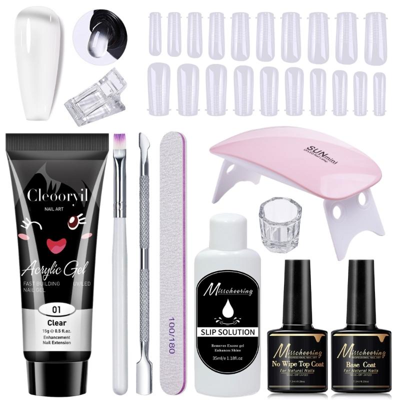 11Pcs Professional Nail Extension Kit With 15Ml ABS Gel For Long Lasting Manicure