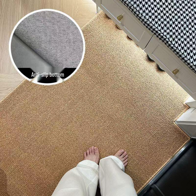 Plain Color Japanese Floor Mat: Living Room/Bedroom Tatami Pineapple Ring Carpet, Imitation Jute, Anti-Scratch