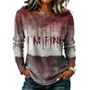 Women's Halloween Print Long Sleeve Top Casual Round Neck T-Shirt for Fall Party Wear