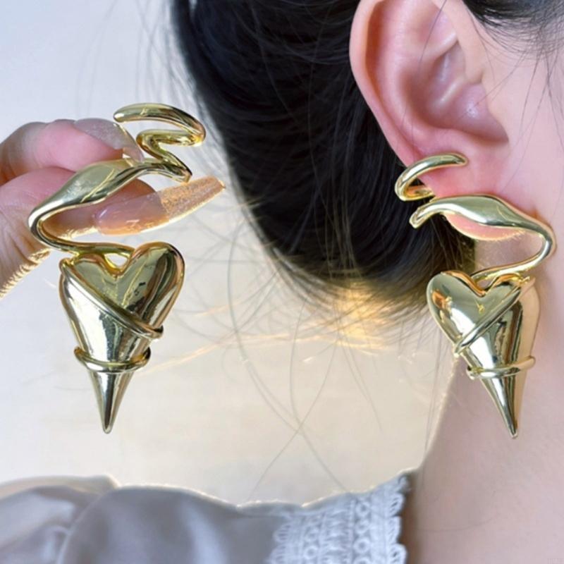 Elegant Heart Shaped Earrings Featuring Gold/Silver Tone Wire Wrapped Earrings Ear Accessories for Fashionable Women