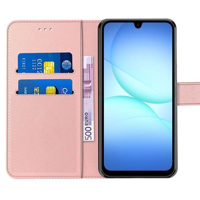 Coque de Protection - BOOLING - Samsung Galaxy A17 4G/5G - Synthécuir Anti-Rayure Rose - 2 Vitres