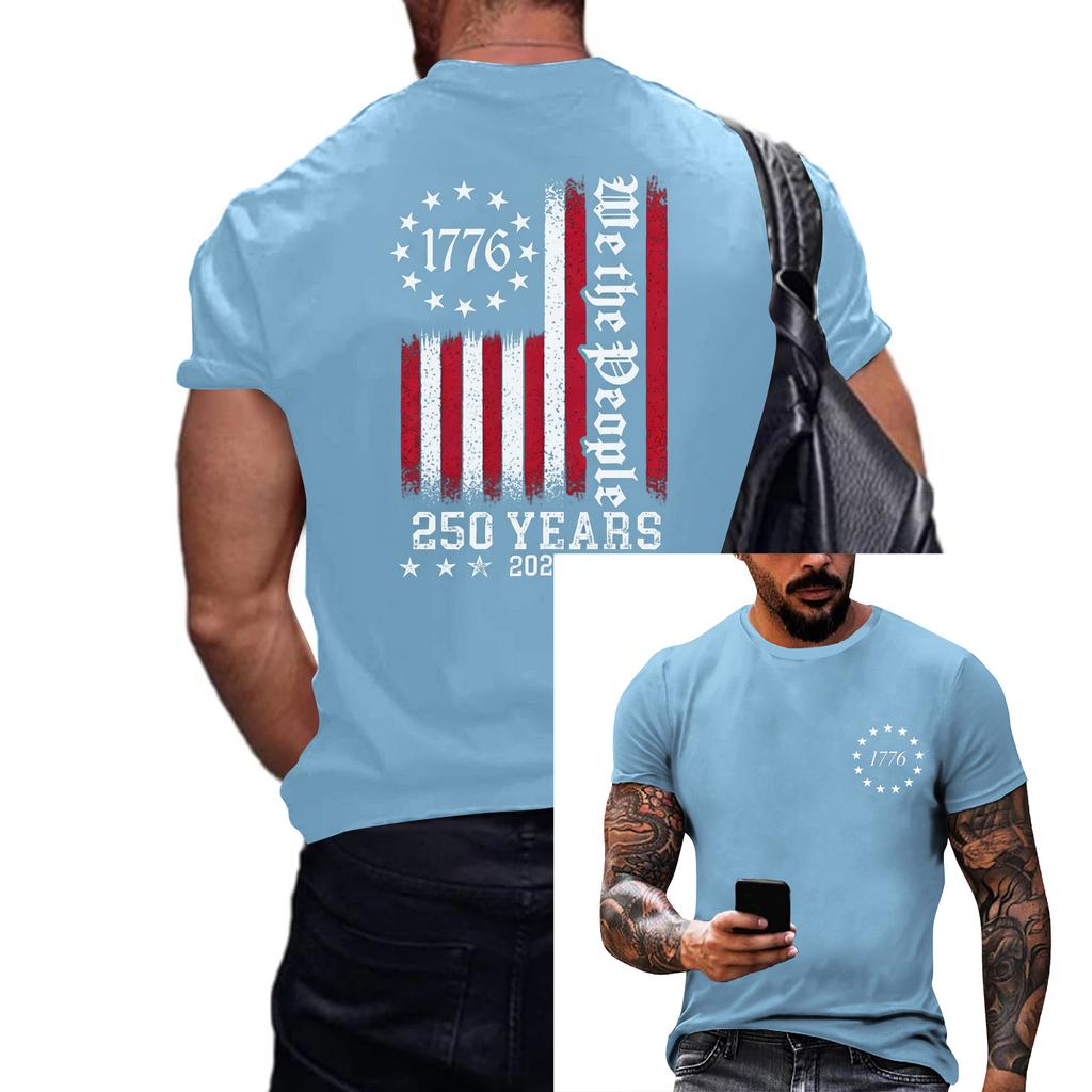 Men's Loose and Casual Flag-print T-shirt, Short Sleeve Shirt