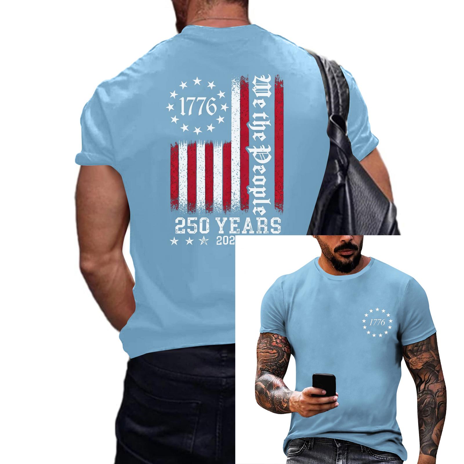 

Men s loose and casual flag-print T-shirt, short sleeve shirt XXXL