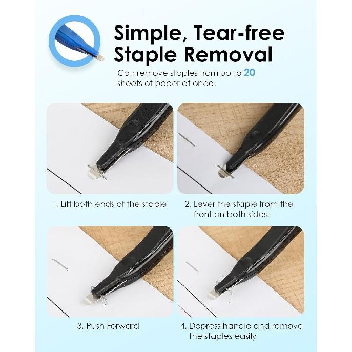 KTRIO Magnetic Staple Remover Tool 4 Pack, Professional Stapler Removers Flat Staple Puller Stick for Classroom, Office, Home, Classic Black