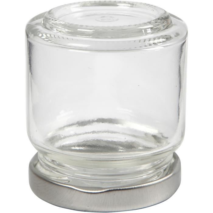 Clear Glass Jar with Silver Metal Screw Lid. Ref 55907