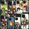 K On! Hirasawa Yui Anime Case for iPhone 17 Air 16 16E 15 14 11 Pro Max Soft Phone Cover 12 13 Mini 7 SE 2020 8 Silicone Black C
