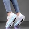2 Wheel Roller Skates for Boys and Girls Inline Skate Shoes 2 in 1 Removable Pulley Skate Skating Children's Ice Skating Shoes