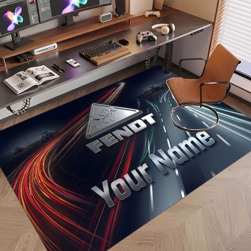 Custom Rug Fendt Pattern Print Name Text Soft Non‑Slip Floor Carpet for Home Indoor Decoration