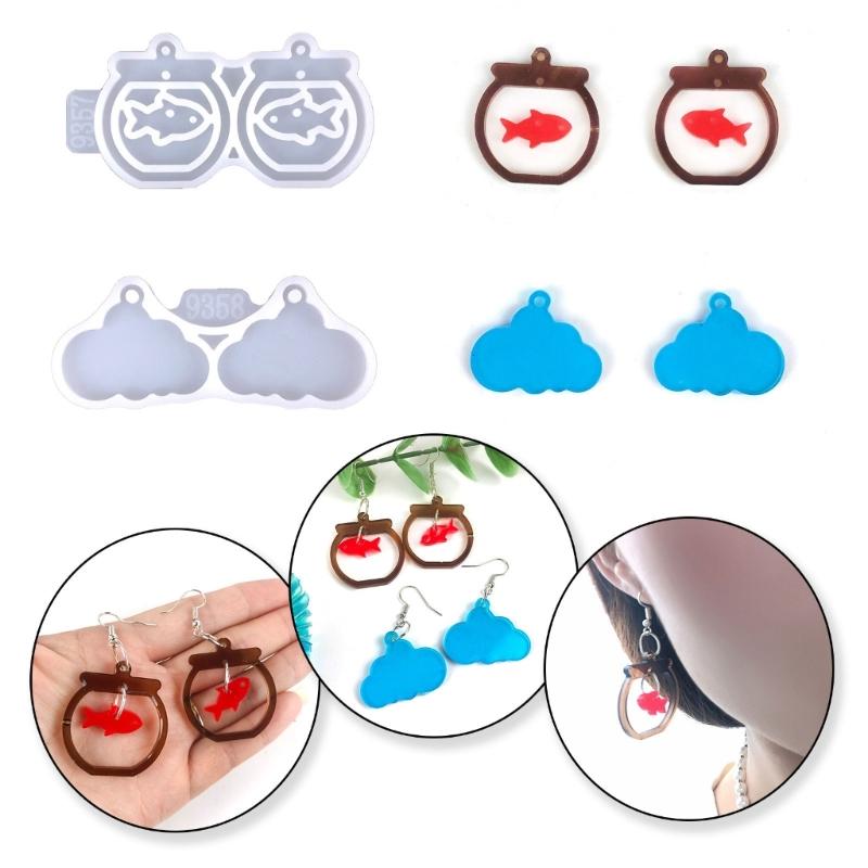 Fishbowl Clouds Necklace Mold Silicone Pendant Mold Earring Ornament Epoxy Resin Casting Jewelry Making Diy Crafts