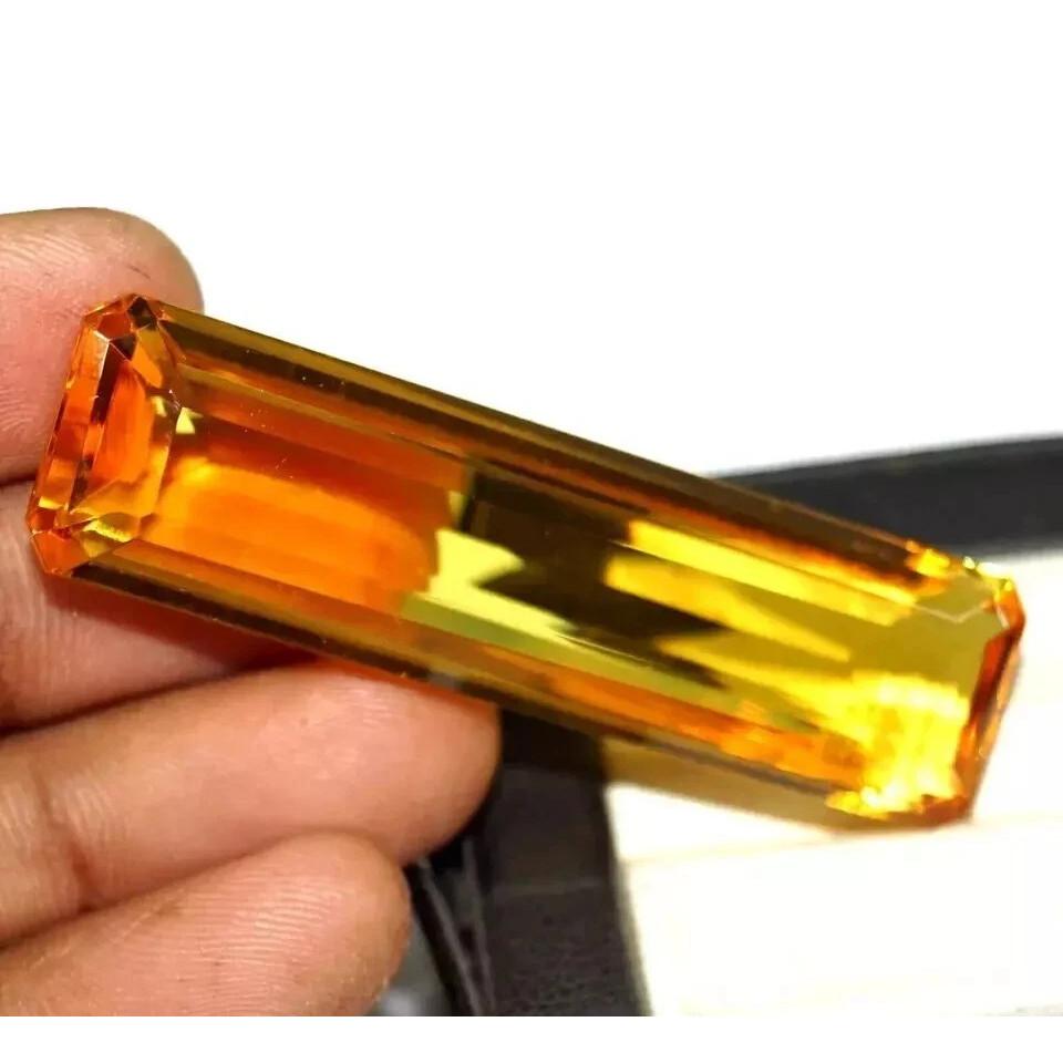 90-92 Ct Natural Yellow Citrine Brazilian Emerald Cut Beautiful Gemstone