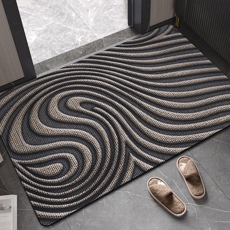 Modern Simple Bathroom Mat Water Absorbent Non-Slip Entrance Carpet Household Striped Living Room Entrance Diatomaceous Earth Durable Foot Mat