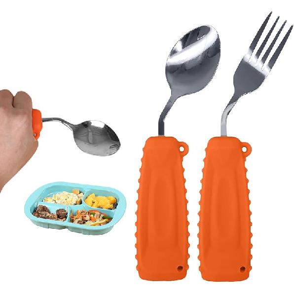 Adaptive Utensils, Weight Utensils for Tremors and Parkinson Patients, Utensil Set Spoon and Fork for Elderly