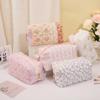 Floral Quilted Cotton Makeup Bag: Large Capacity Student Pencil Case & Toiletries Organizer