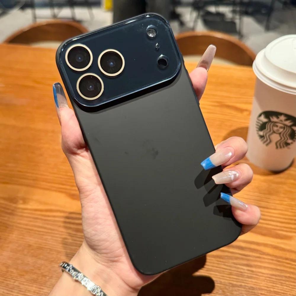 Luxury Full Glass Camera Lens Protection Matte Phone Case For iPhone 17 16 15 14 Plus 13 12 Pro Max 17Pro Air Shockproof Cover