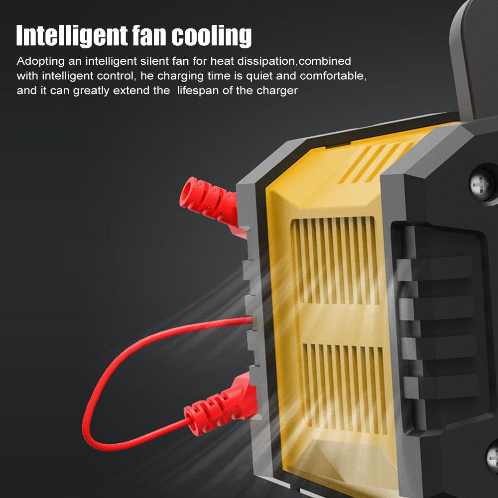 Digital Display Screen Quick Charge Car Motorcycle Battery Charger 7-stage For AGM GEL SLA Lead-Acid LiFePO4 Smart Battey Charger Handheld 12V-24V