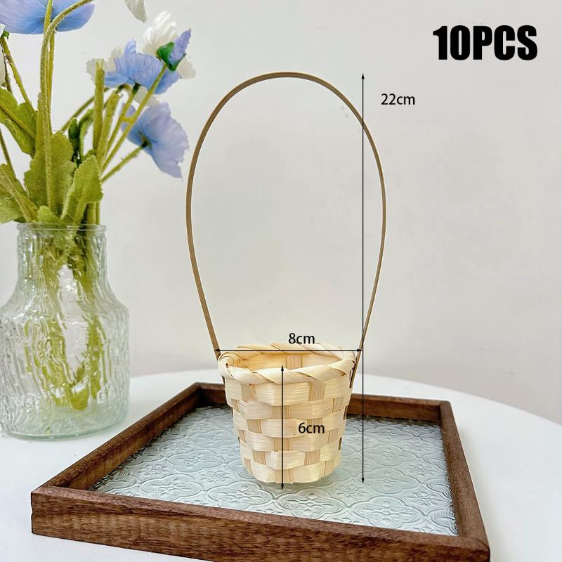 10Pcs Mini Wicker Baskets Bamboo Woven Storage Basket Gift Container for Wedding Party Table Decor Craft DIY Projects