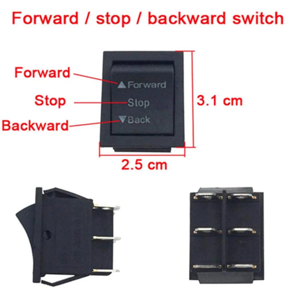 2pcs 6/12/24V Forward/Reverse Switch On-Off-On Switch For Ride-On Cars Rocker Switch Shifters Black Switch
