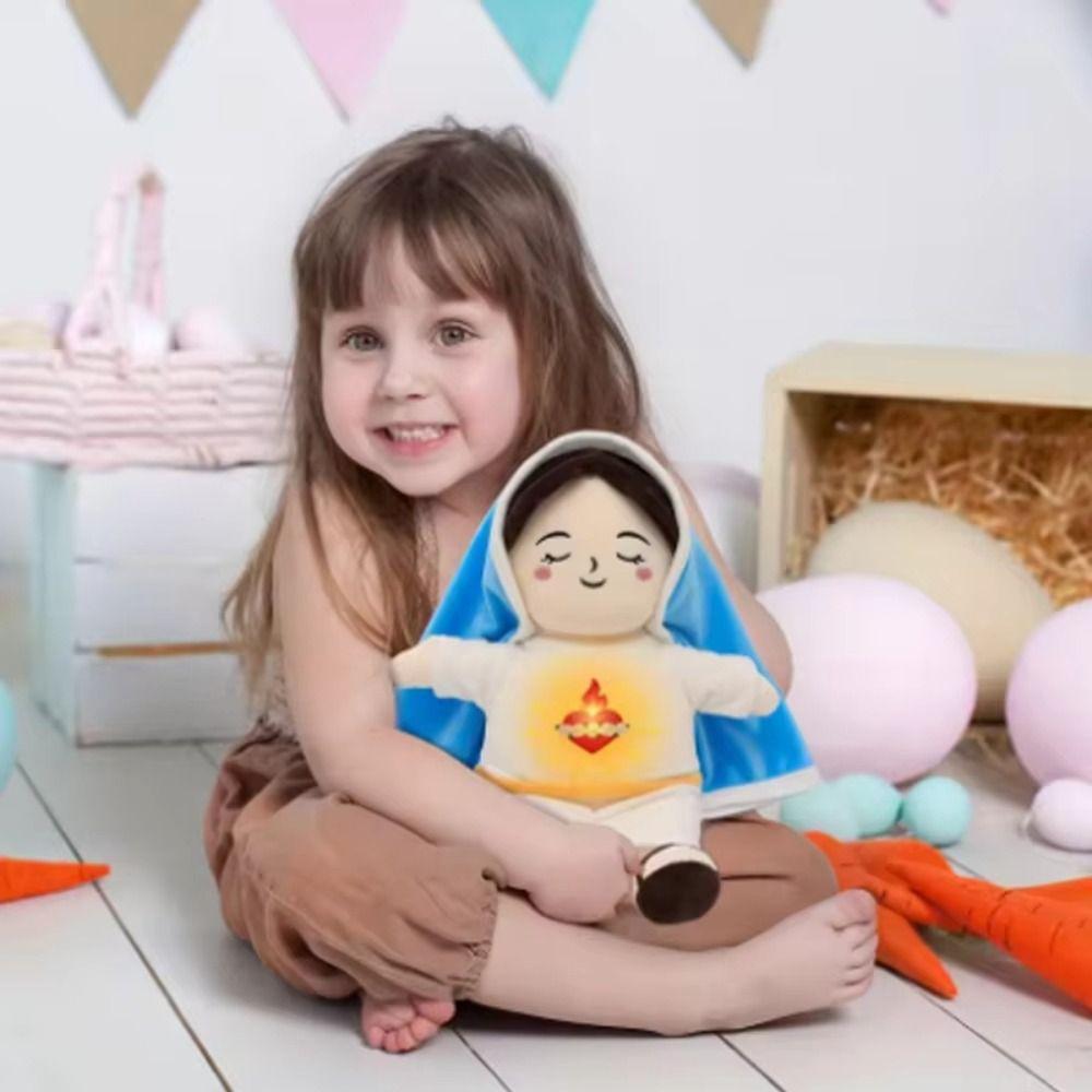 Weiches Kissen Maria Plüschtier Beleuchtung Musik Maria Atmende Puppe Weihnachtsgeschenke