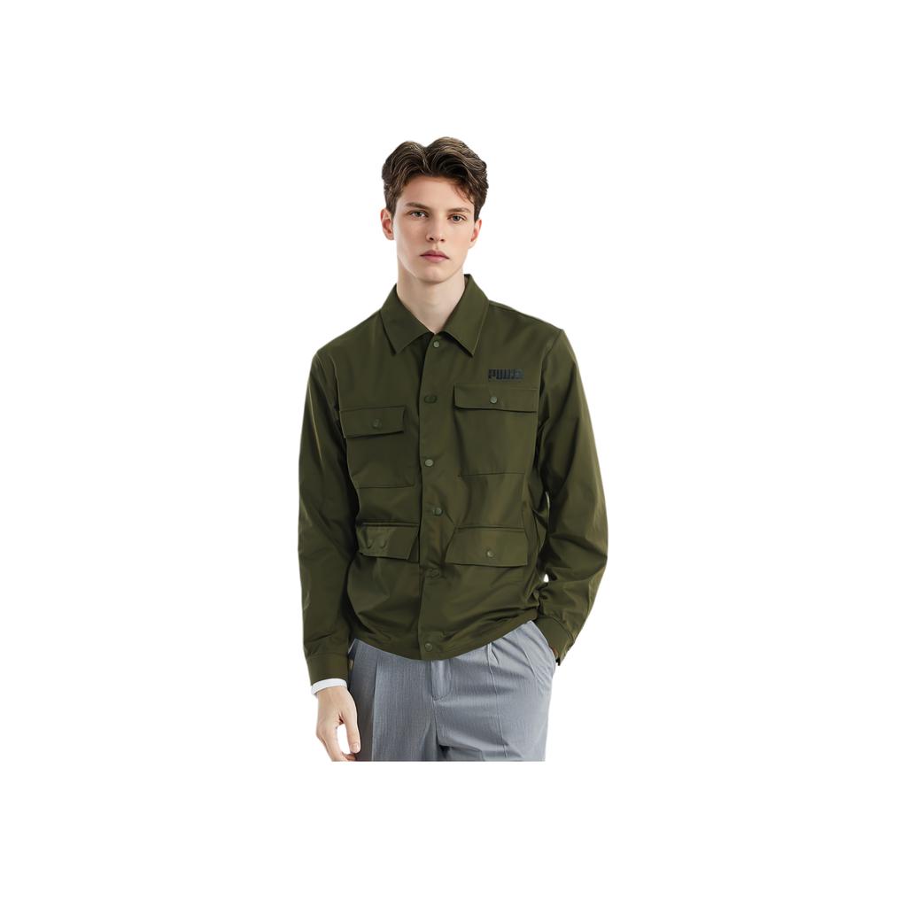 Puma Logo Printed Vintage Utility Jacket Men Tops Green 534478-44