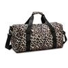Large Capacity Leopard Print Travel Duffel Bag with Multiple Compartments, Shoe Compartment, Durable Nylon Casual Sports Gym Bag for Women