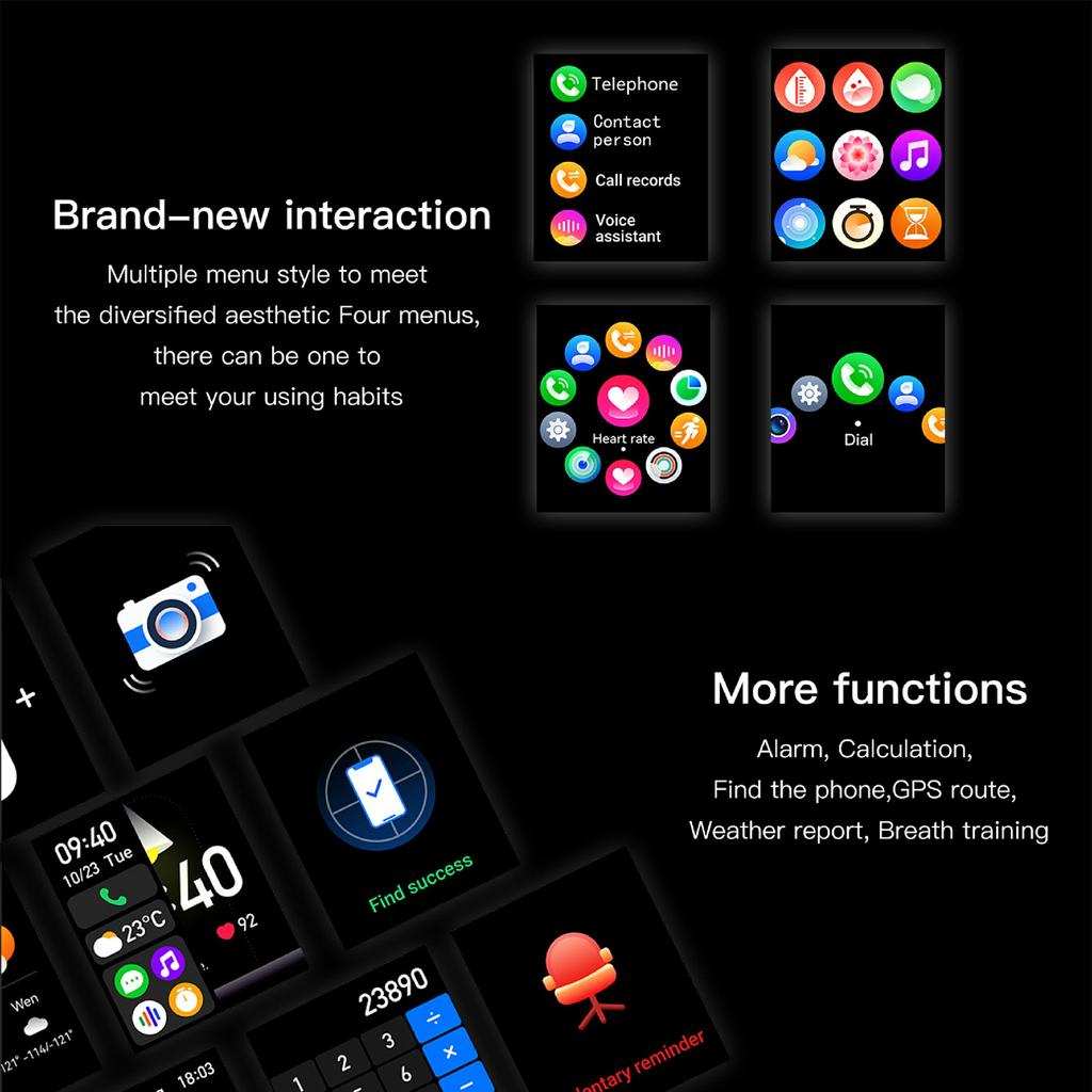 K61Pro 1.96-inch AMOLED Screen Smart Watch Health Monitoring Bluetooth-compatible Call Sports Tracking Watch