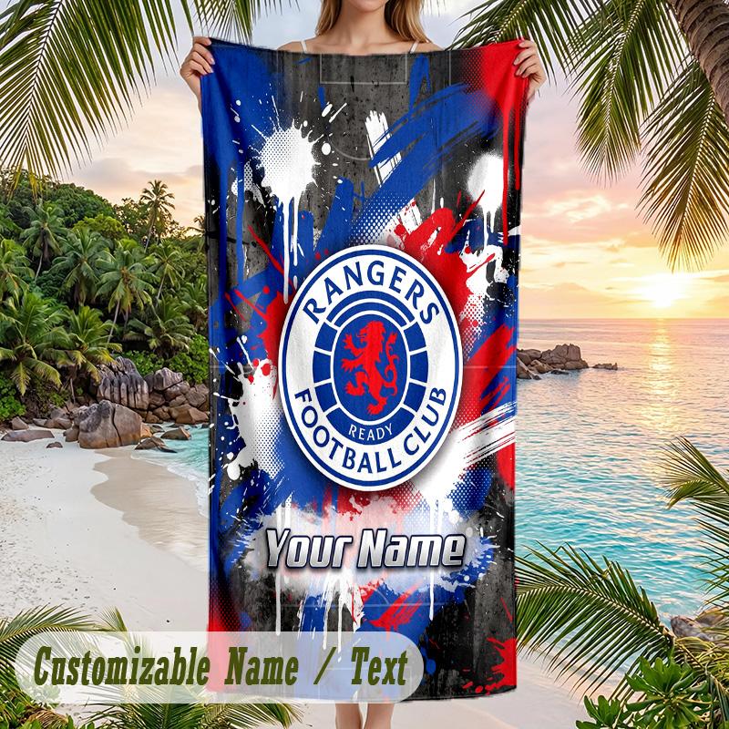Beach Towel Rangers FC Print Custom Name Text Soft Towel for Swimming Pool