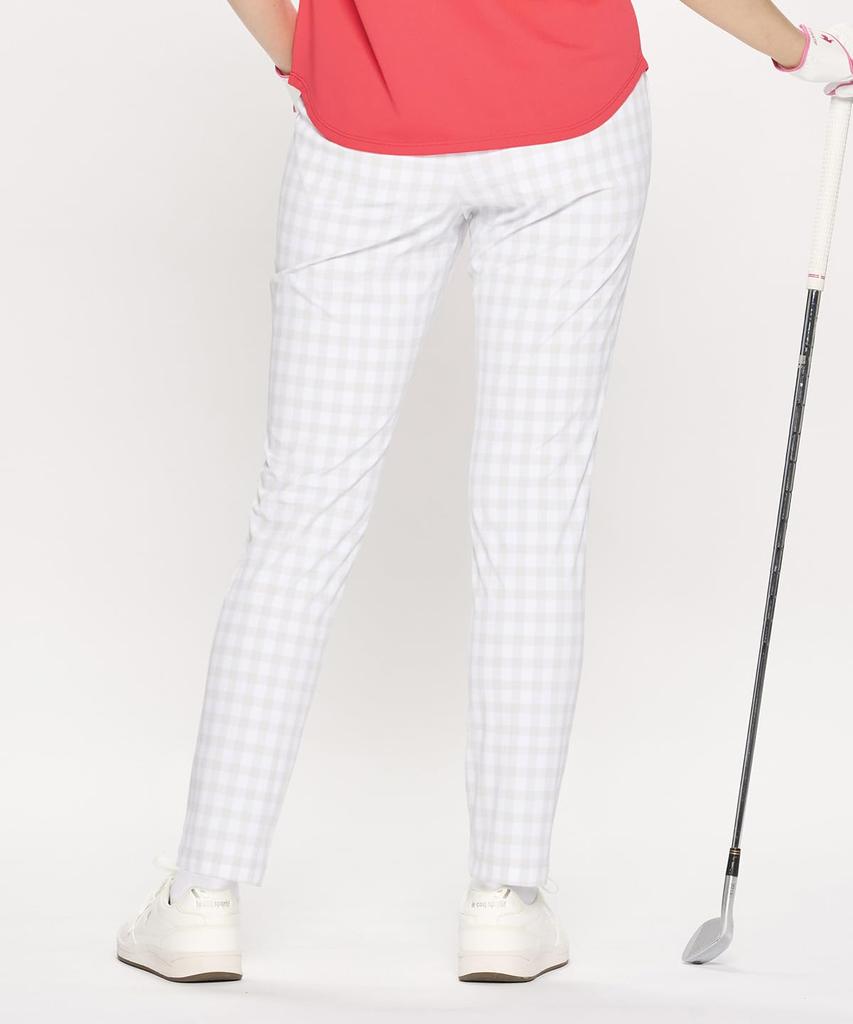 Le Coq Sportif Golf LG5SLP50L GY00 Cropped Gingham Check Golf Stylish Women's (Gray) Pants, Stretch, Breathable,