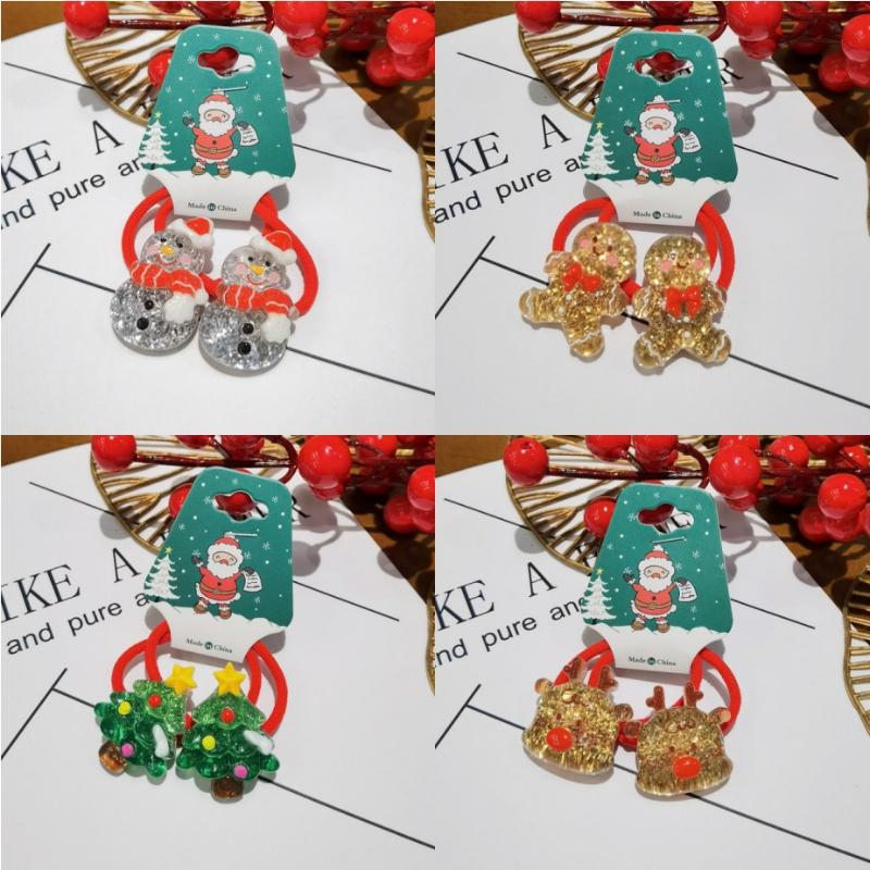 2Pcs/Set 2026  Christmas Hair Accessories Girls Festive Santa Claus Hair Ties Cute Red Hairpin Kid Holiday Party Hairpins