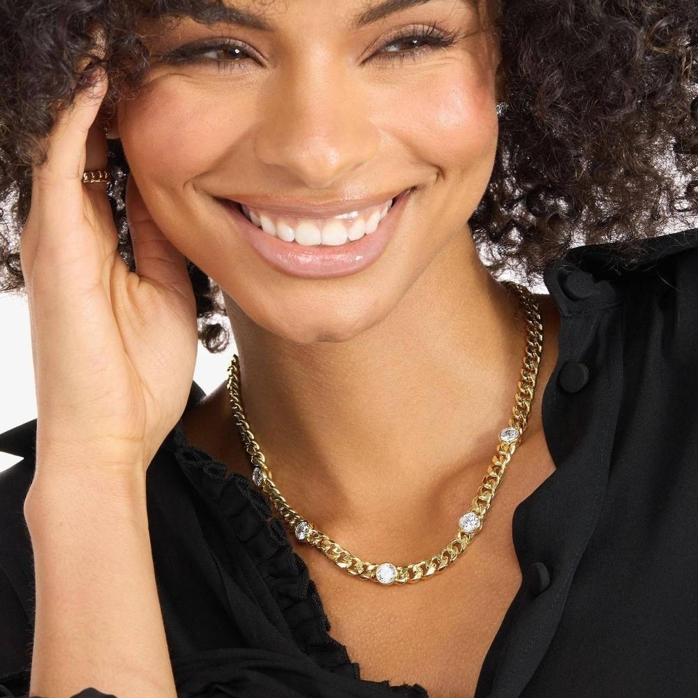 Elegant Cuban Zirconia Necklace Non-fading Accessory Rhinestone Bracelet Youth Jewelry