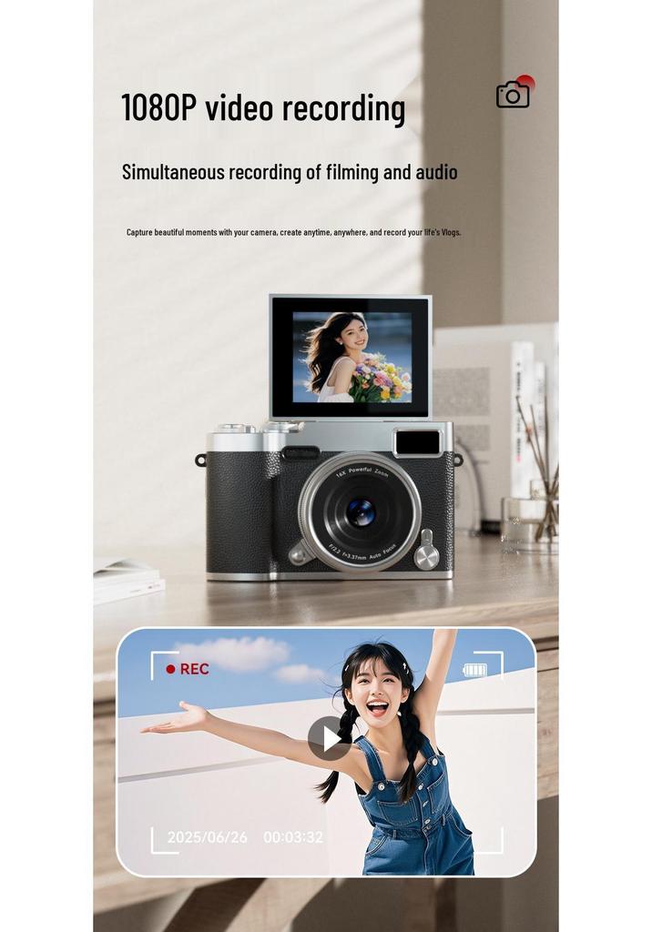 New 9600W Pixel HD Flip Screen Student Selfie Camera