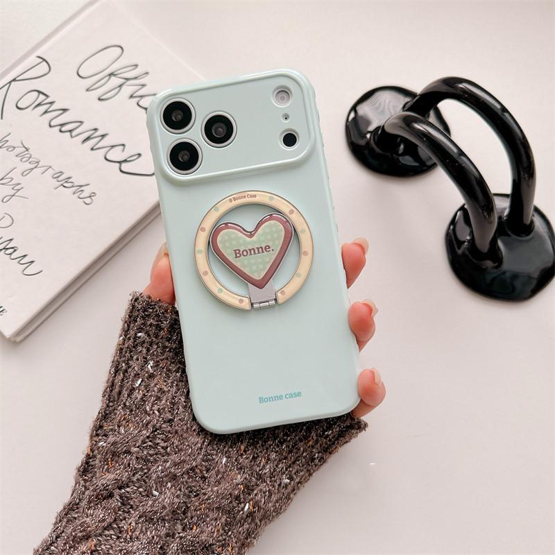Candy Color Fold Love Heart Bracket Magnetic Case For iPhone 17 16 15 14 13 Pro Max Phone Back Cover Compatible with MagSafe