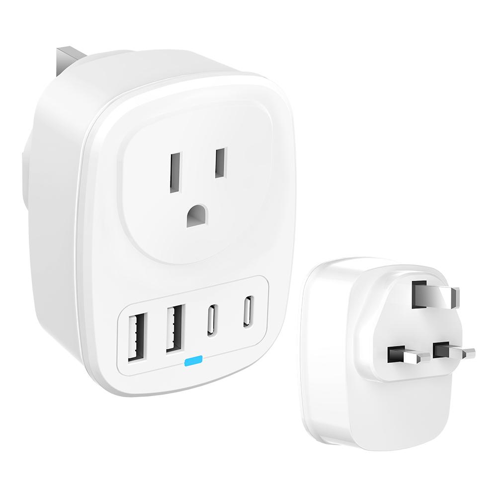 Universal Travel Adapter With 2 USB Ports 2 Type-C Charging All-in-one Travel Adapter EU/UK/US/AU Plug for Travel Power Adaptor