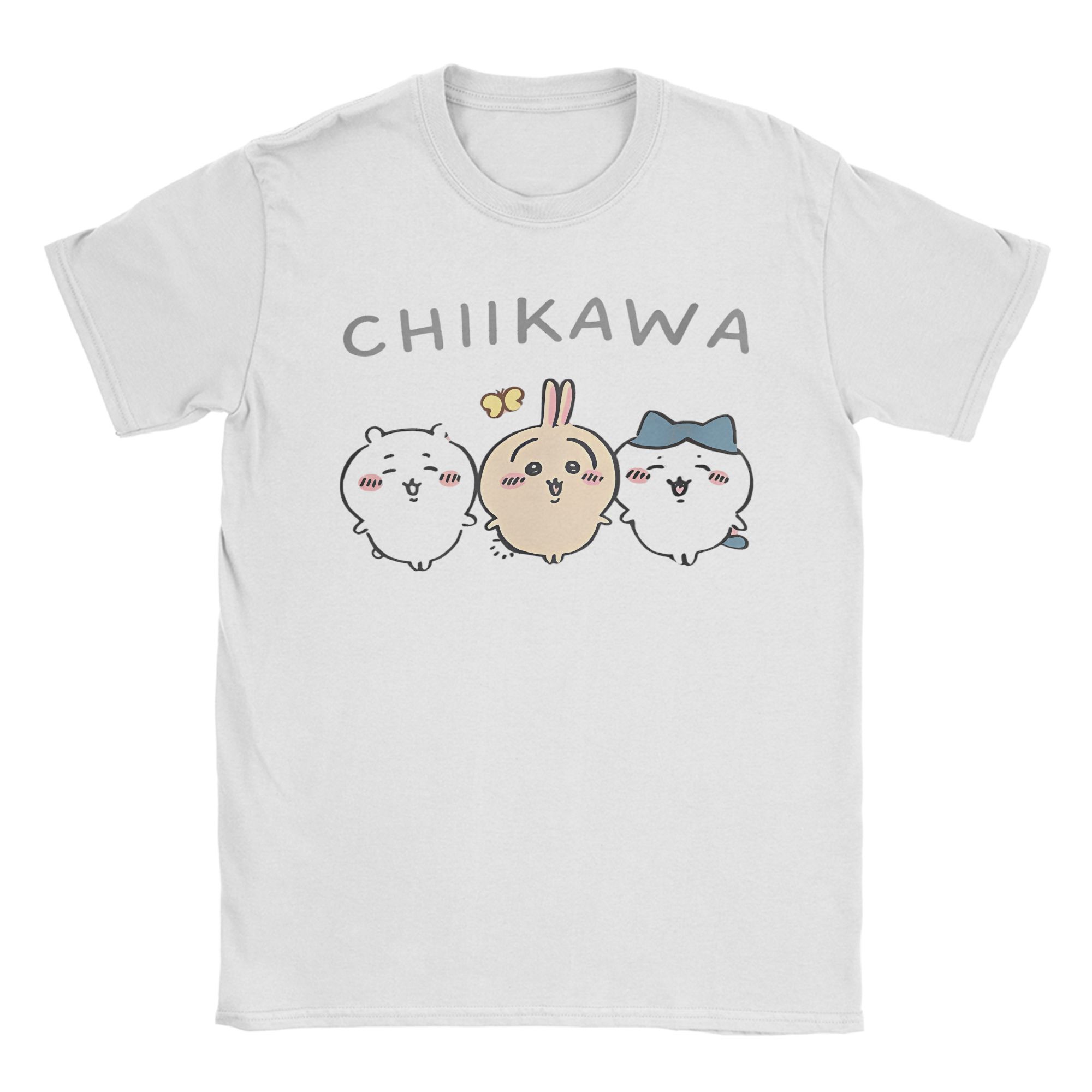 

Miniso Chiikawa Y2k Вінтажна футболка Бавовняні Топи Смішні Жіночі Унісекс З коротким рукавом Круглий виріз Футболка Графічні Футболки 2XL