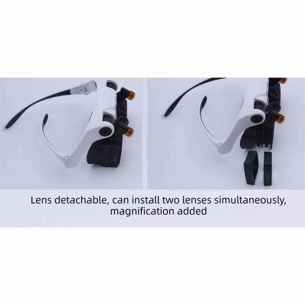 Rechargeable LED Magnifying Glasses Professional Interchangeable Lenses Headband Magnifier Glasses High-Power Magnifying