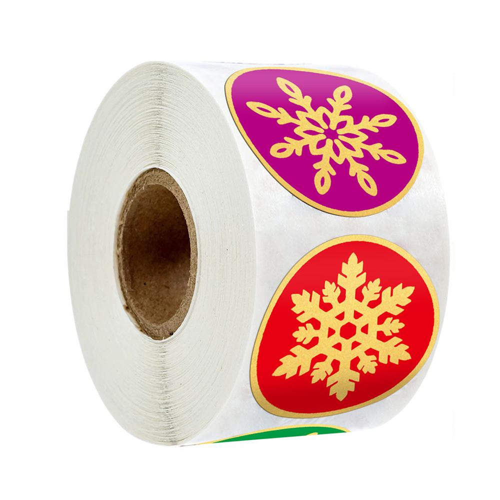 100-500Pcs Snowflake Merry Christmas Stickers Candy Bag Envelopes Sealing Label Sticker Christmas Gifts Box Decorations